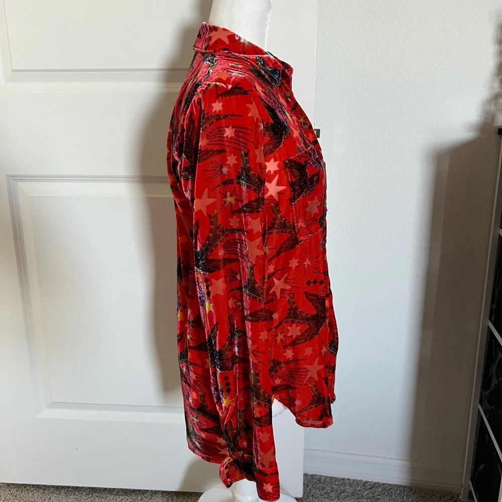 NWOT Maeve Anthropologie Dark Orange Velvet Top 6 - Picture 8 of 13